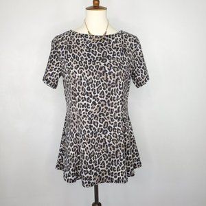 d & co. Leopard Animal Print Short Sleeve Pullover Top Size SP